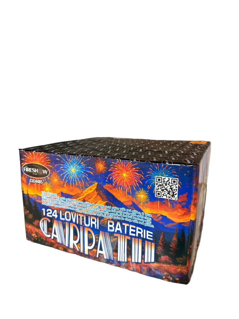 NOU! BATERIE DE ARTIFICII CU EVANTAI 124 FOCURI CALIBRU MIXT CLE4485